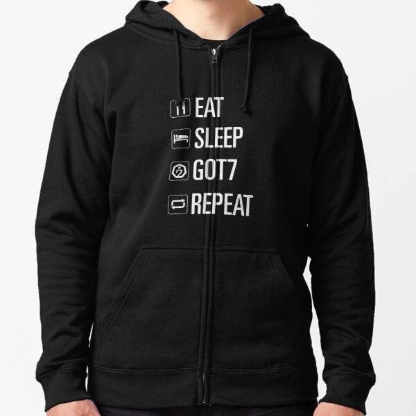 GOT7 'Eat Sleep GOT7 & Repeat' Zipper Hoodie Black