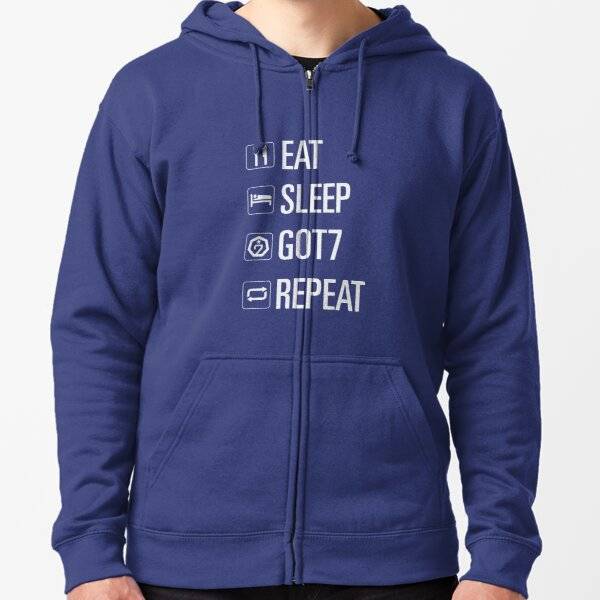 GOT7 'Eat Sleep GOT7 & Repeat' Zipper Hoodie Blue